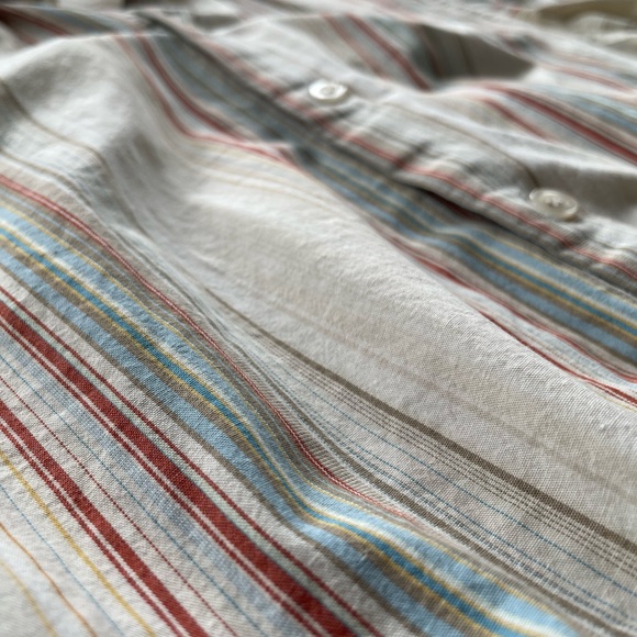 Slim Fit Striped Short Sleeved Button Down Shirt Size Large by 4YOU Brand - Picture 2 of 6